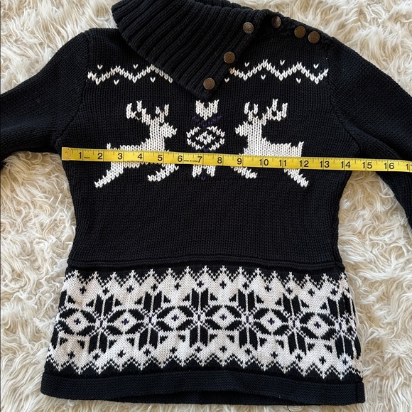 Ralph Lauren little girls black cotton deer snowflake  sweater Medium 8/10 - Picture 10 of 13